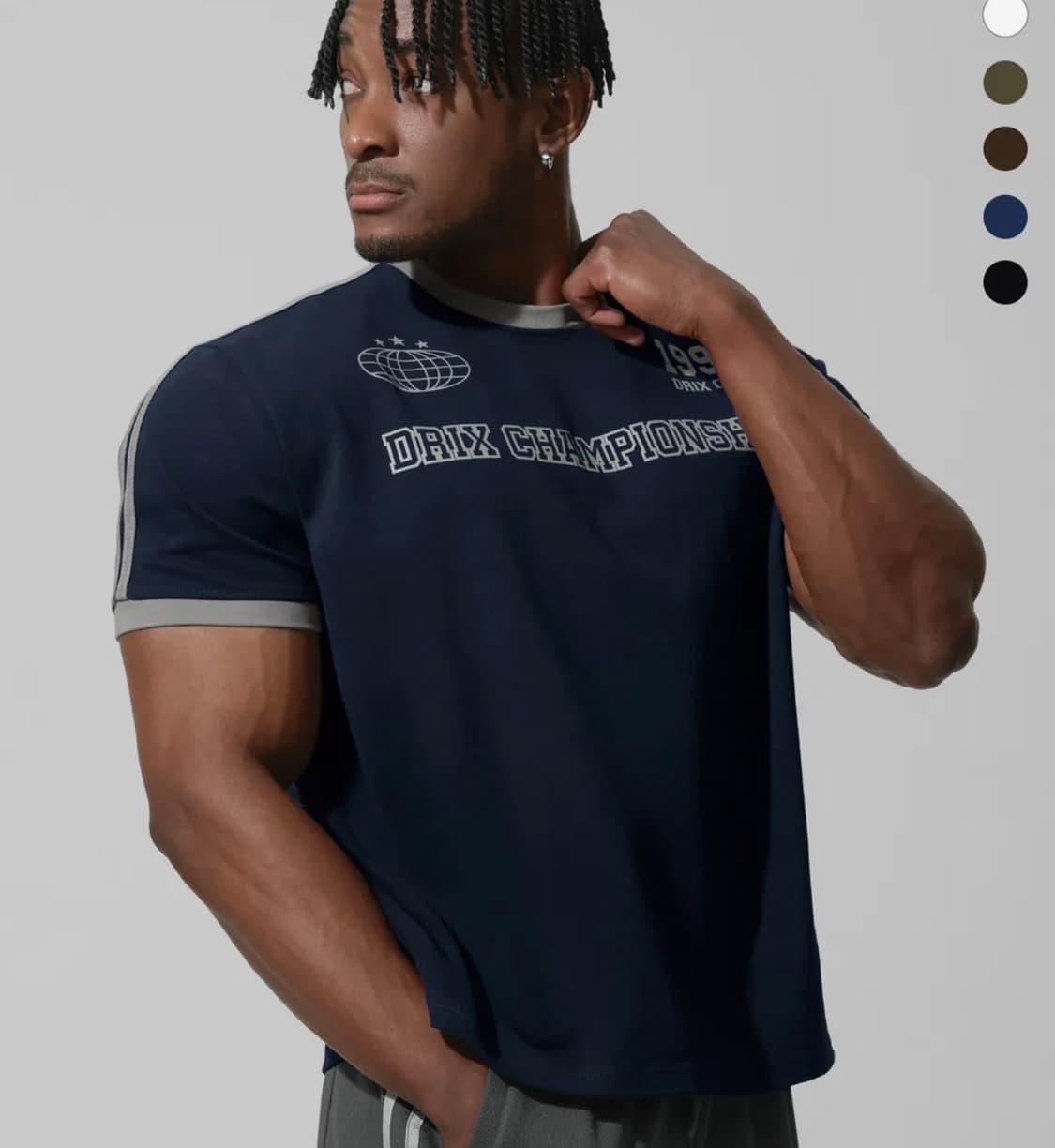 드릭스 머슬핏 트랙 라인 링거 하프 반팔 티 상품이미지1