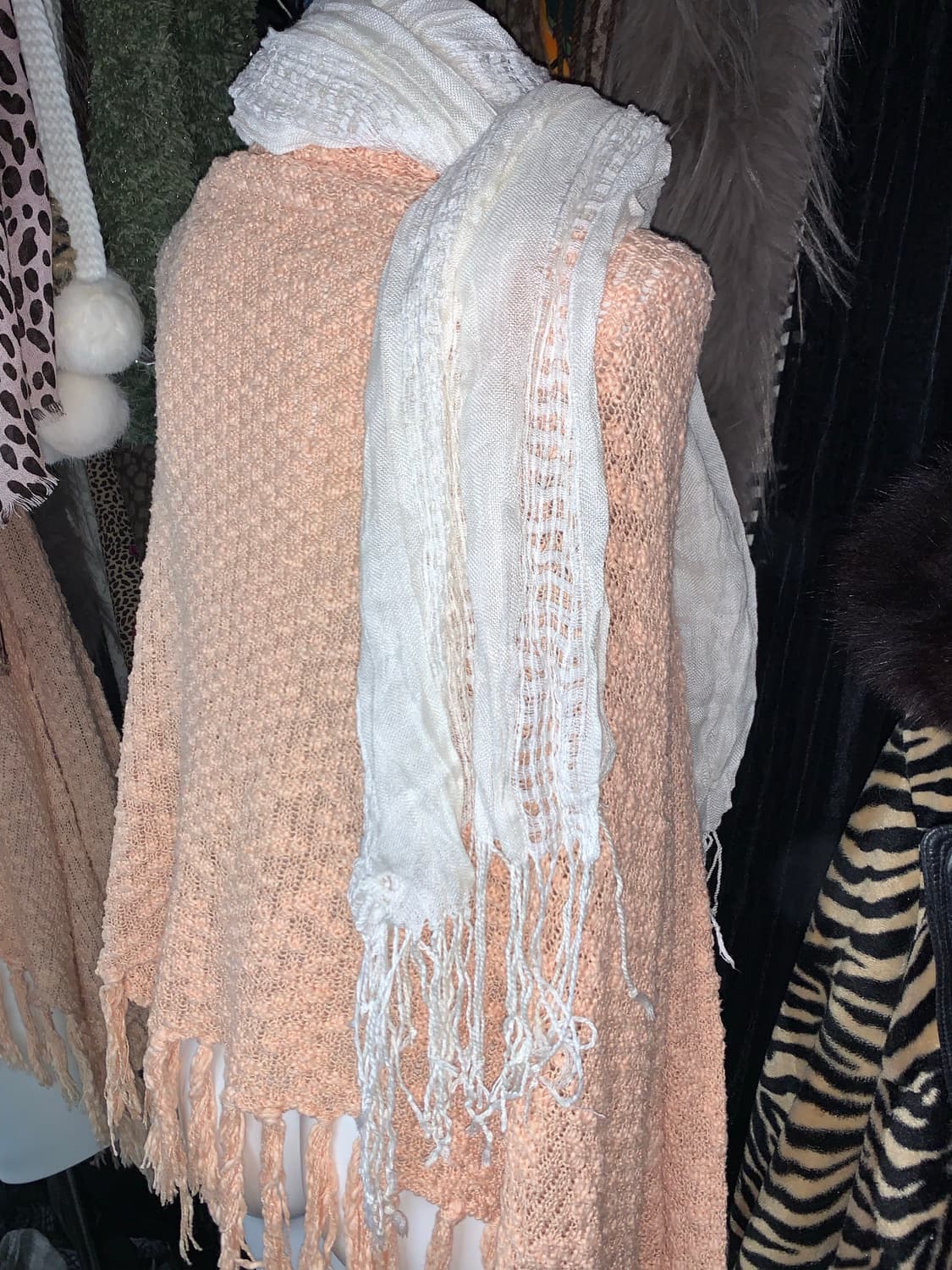 y2k 아이보리 모리 체크 머플러 상품이미지4