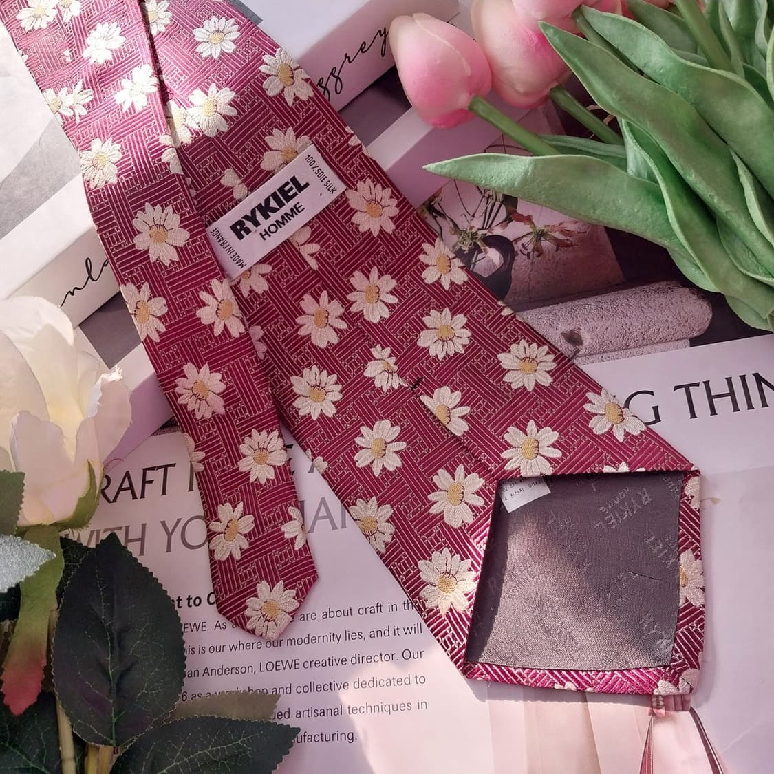 소니아 리키엘 실크 플라워 자카드 넥타이 9.5cm A+등급 K1366
 상품이미지5