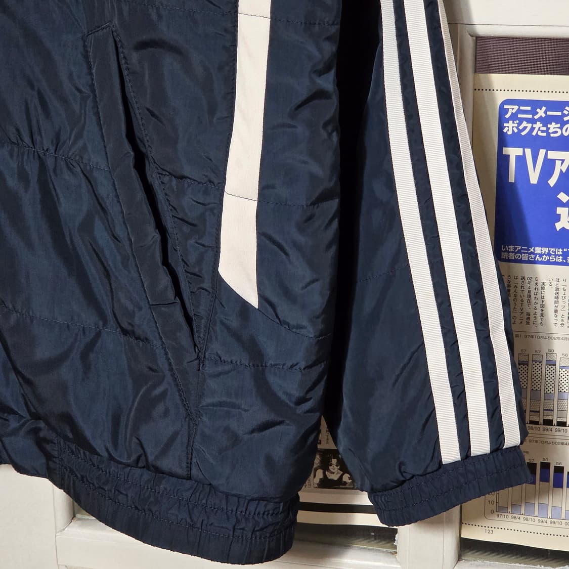 아디다스 삼선 라인 네이비 누빔 점퍼 상품이미지5