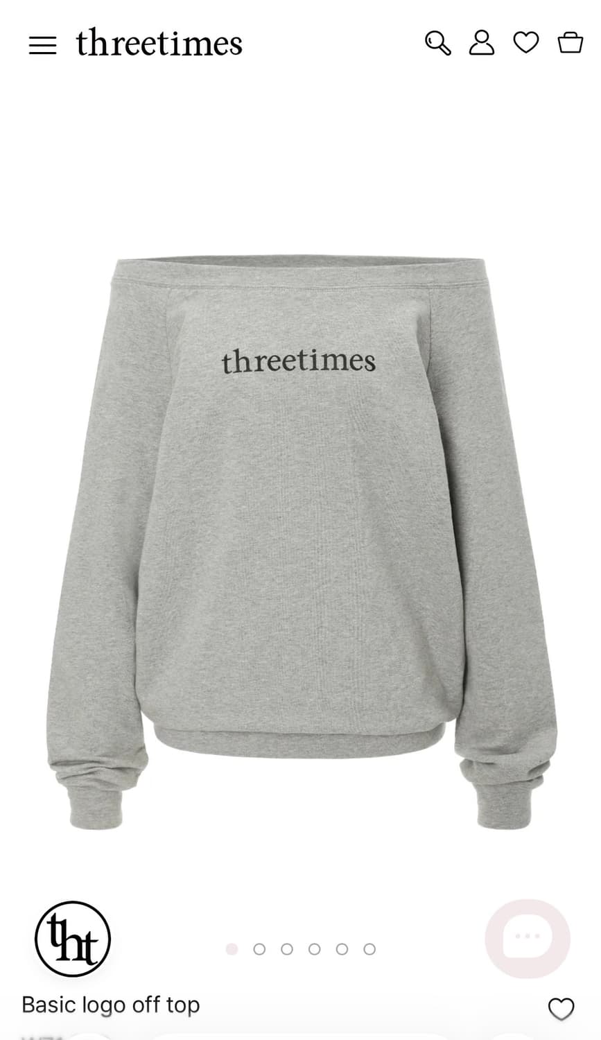 쓰리타임즈 베이직 로고 탑 오프숄더 맨투맨 상품이미지1