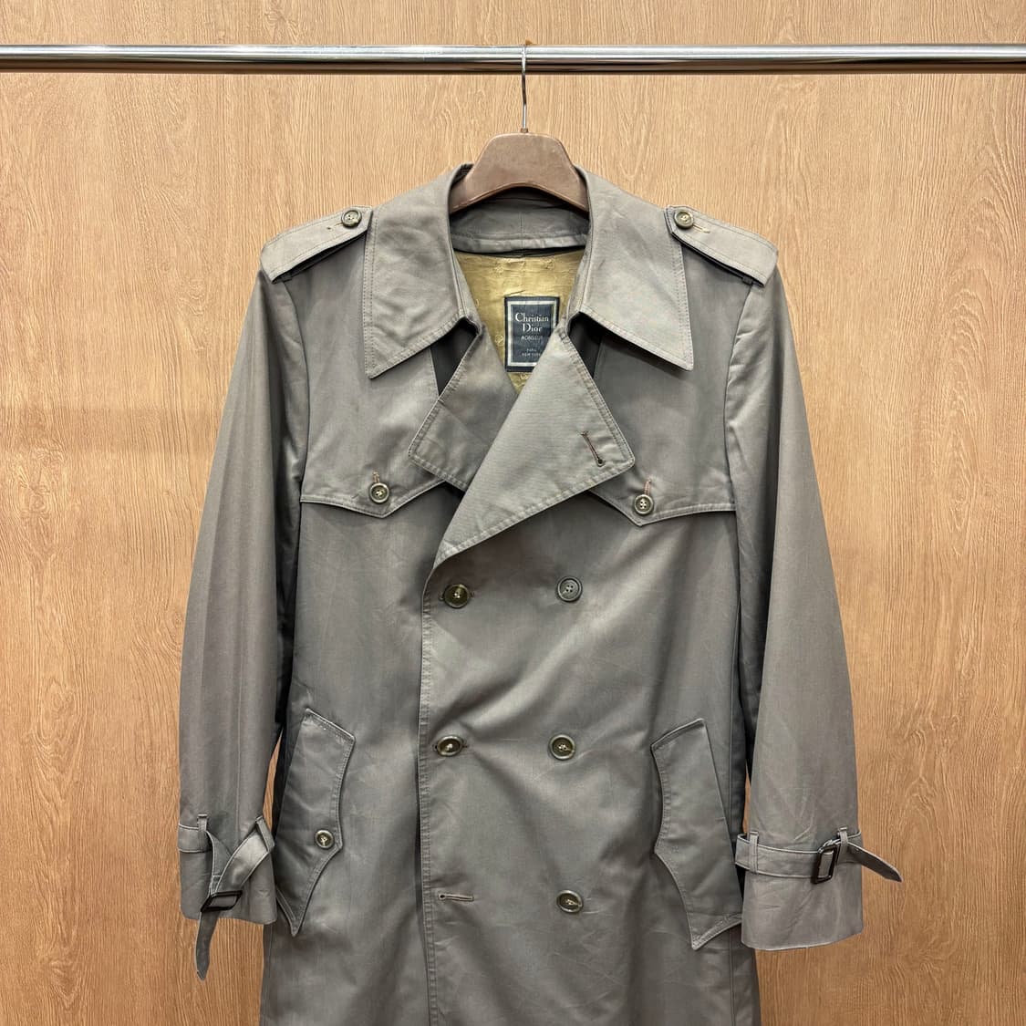 크리스찬 디올 트렌치 코트 소매 스트랩 더블 브레스티드 디테일 그레이 상품이미지4