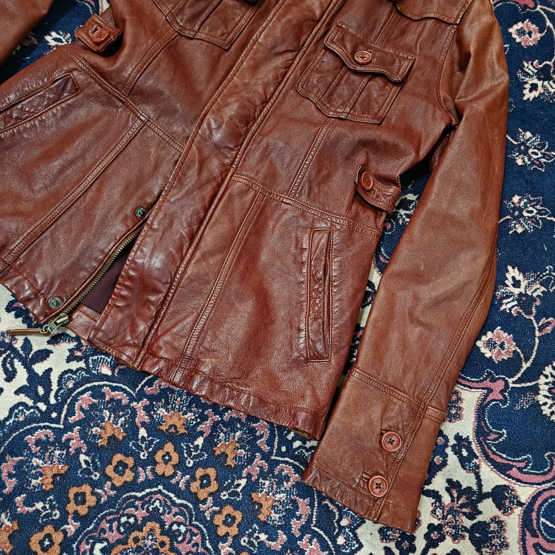 써스데이아일랜드 빈티지 y2k 가죽 자켓 90size 상품이미지6