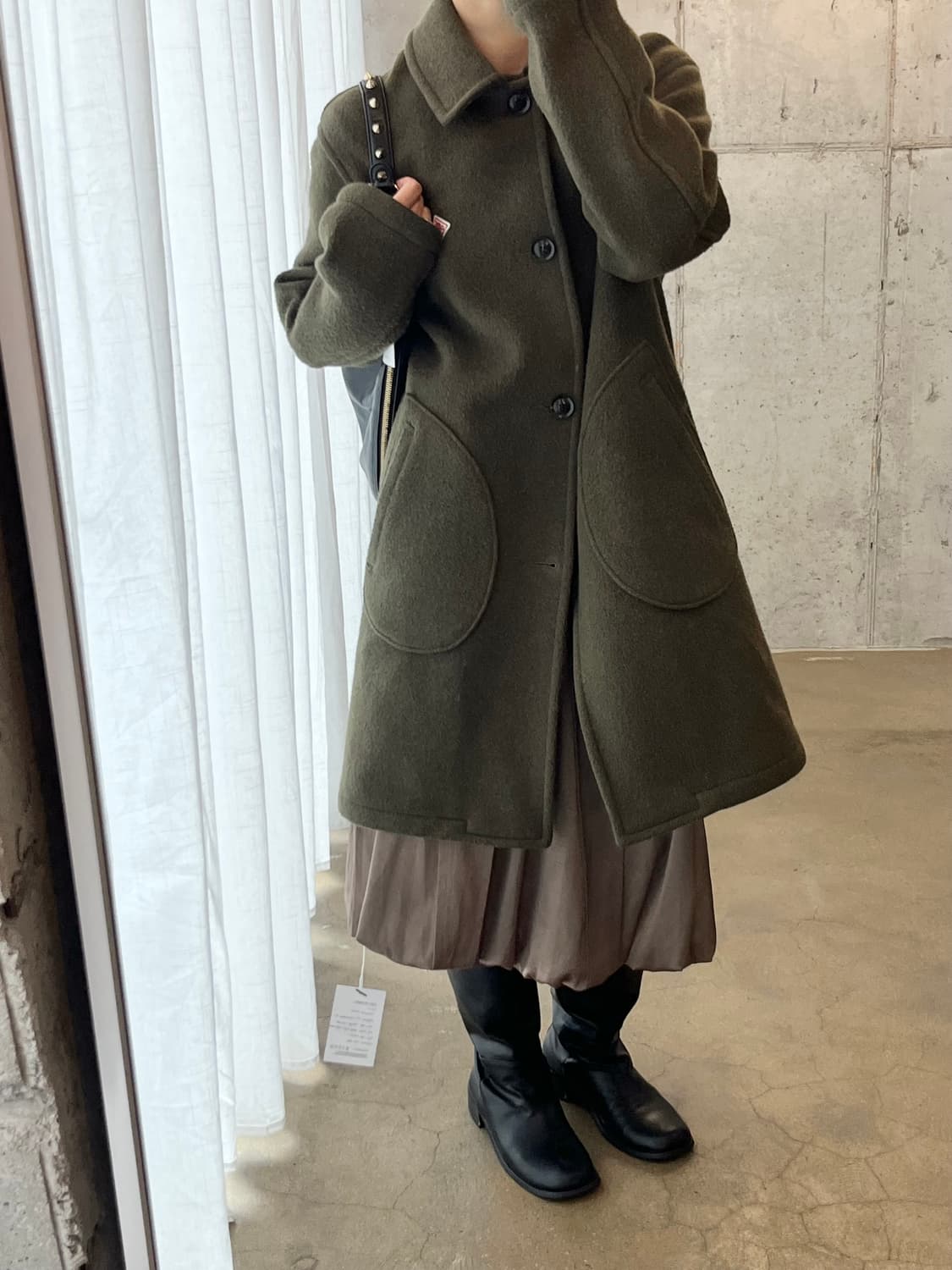 단톤 울 롱코트 다크그린 38 상품이미지6