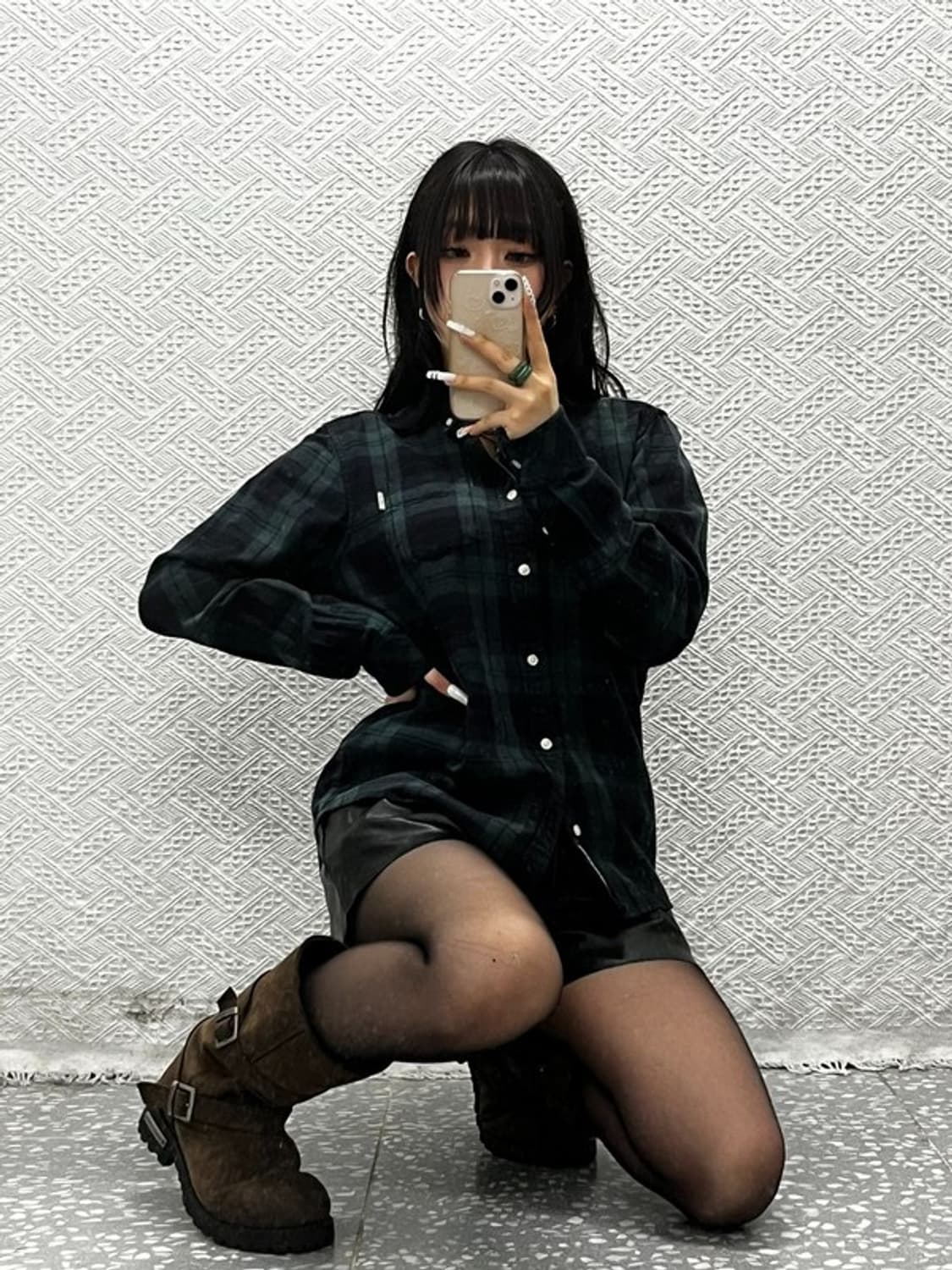 칼하트 WIP 빈티지 레트로 타탄체크 딥그린 셔츠 S C10873 상품이미지1