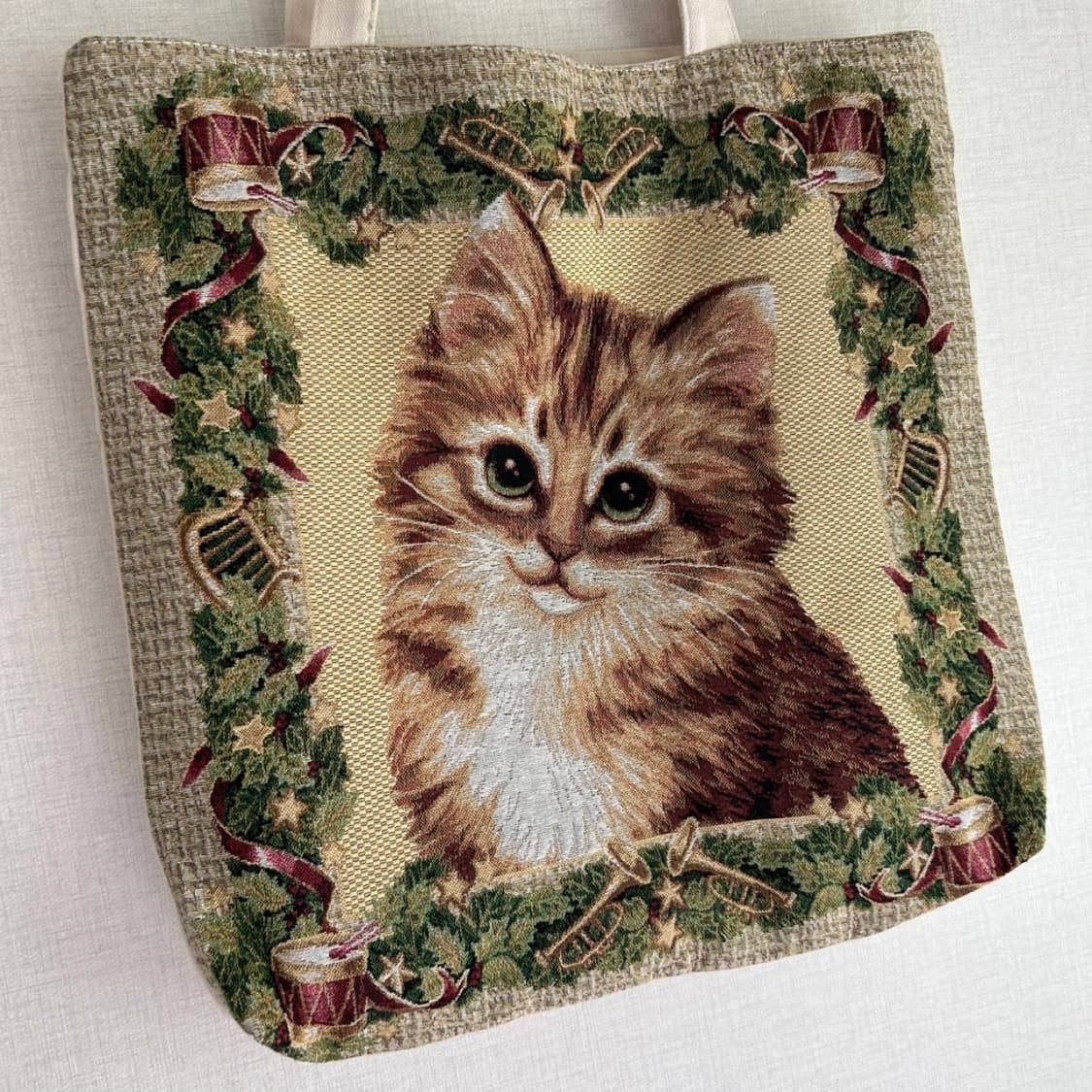 Vintage Cat Embroidery Canvas Bag 상품이미지2