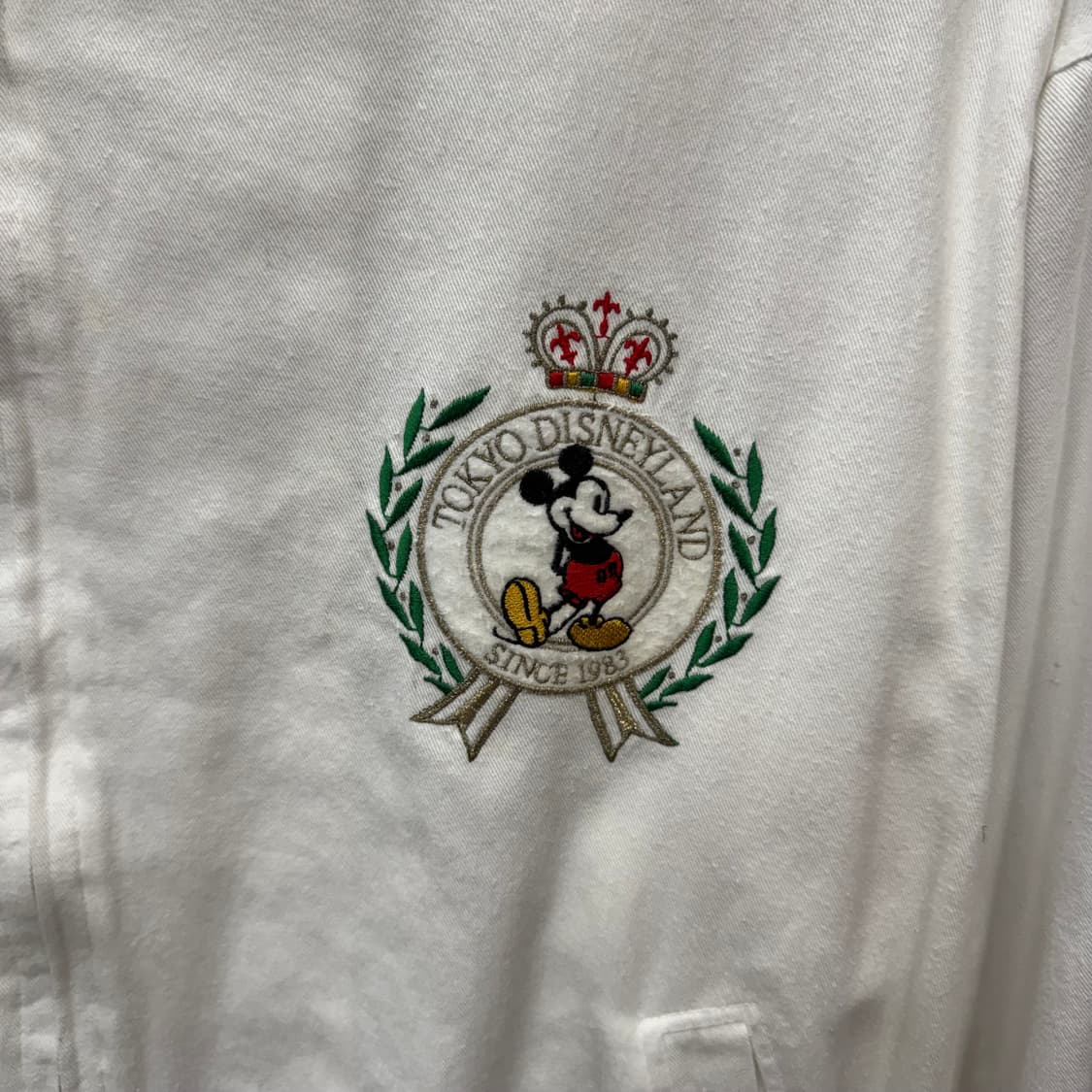 80s 도쿄 디즈니랜드 블루종 전면 미키마우스 로고 포인트 화이트 상품이미지5