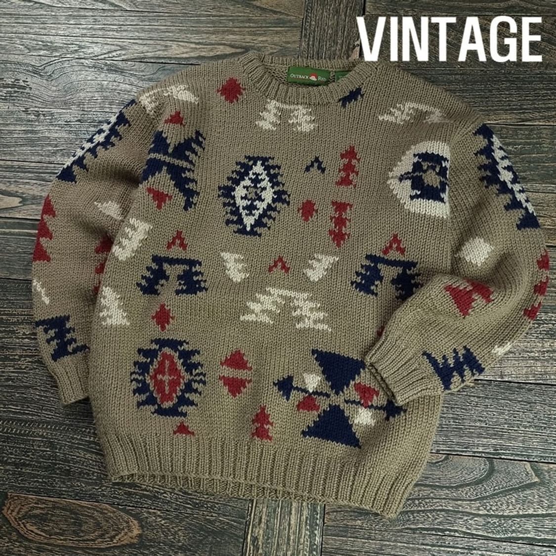 [빈티지] 에스닉 나바호 아즈텍 패턴 루즈핏 니트 M20068 상품이미지1