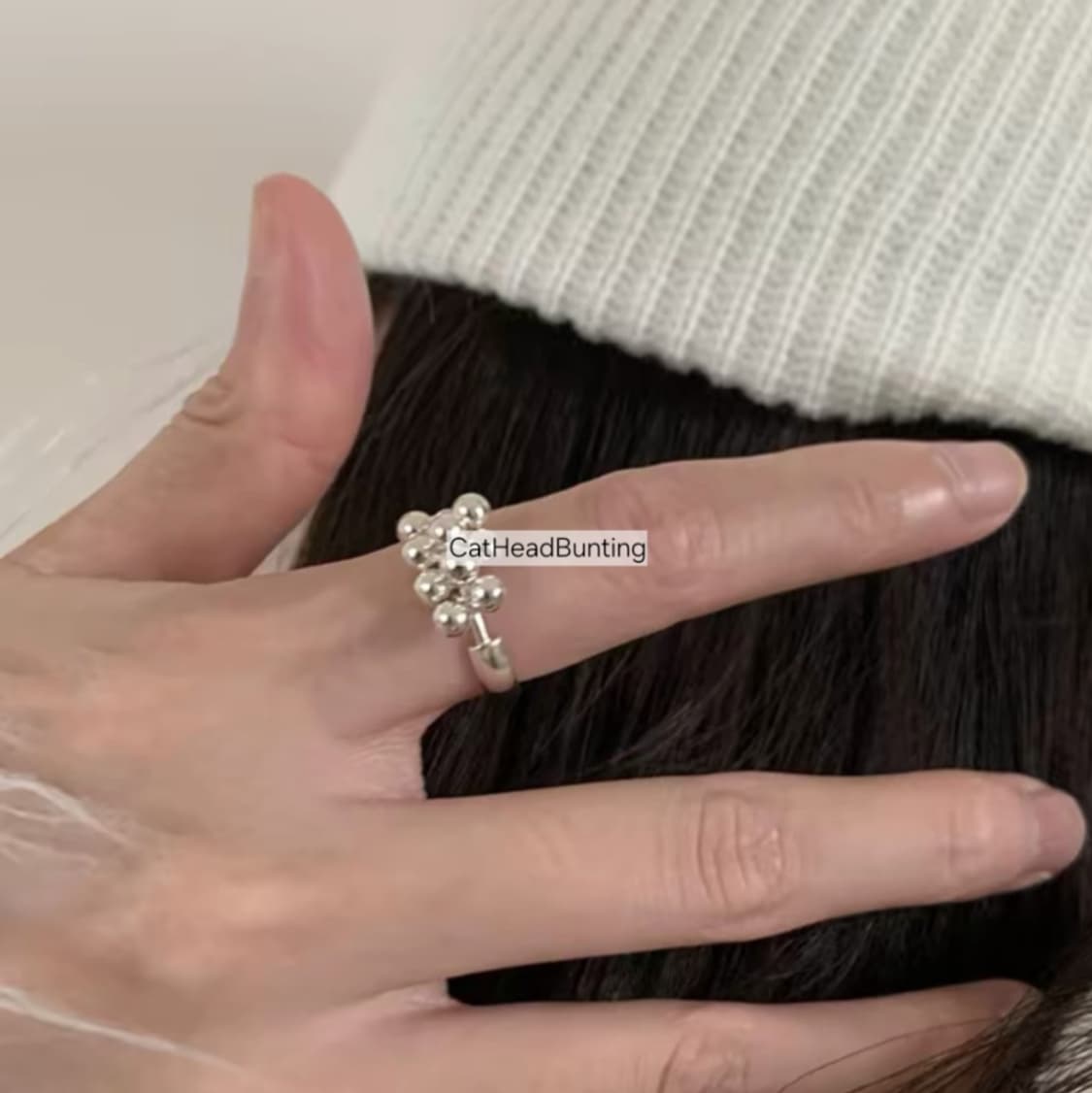 실버925 실버 볼 링 반지  [사이즈 조절 가능, 미착용] 상품이미지8