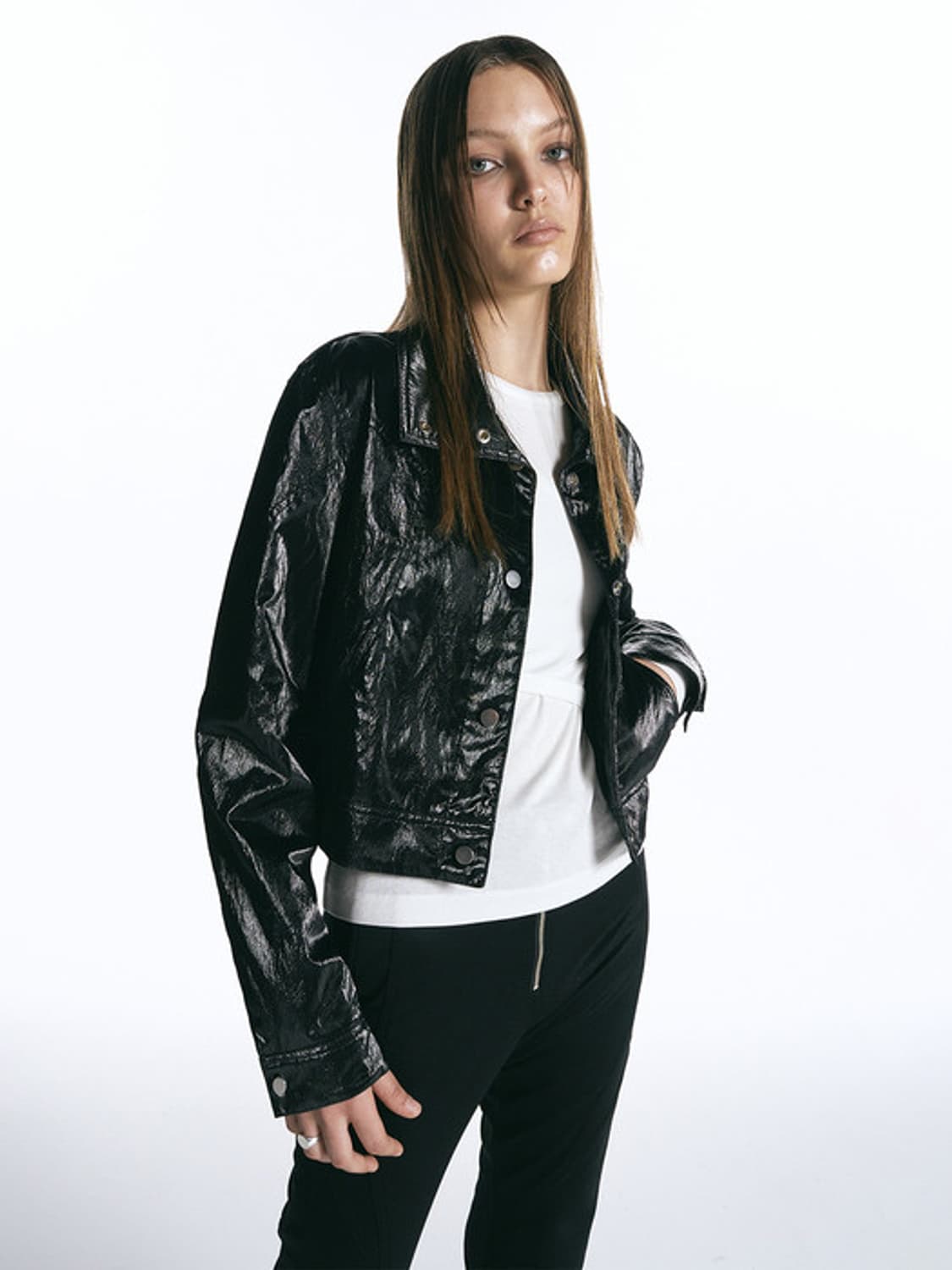 메탈릭 바이커 자켓 BLACK 상품이미지2