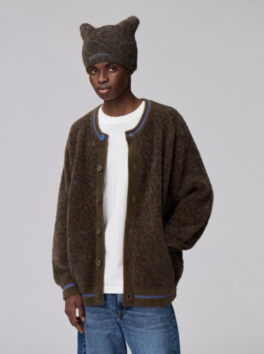 GU x UNDERCOVER 샤기 크루넥 가디건 카키 S 사이즈 상품이미지1