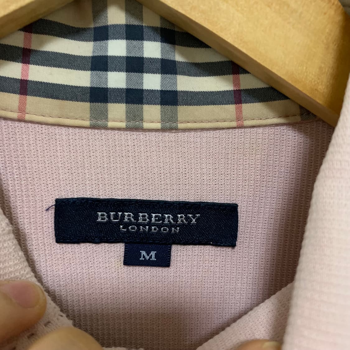 버버리 런던 빈티지 핑크 긴팔 카라 티셔츠 M 롱슬리브 상품이미지3