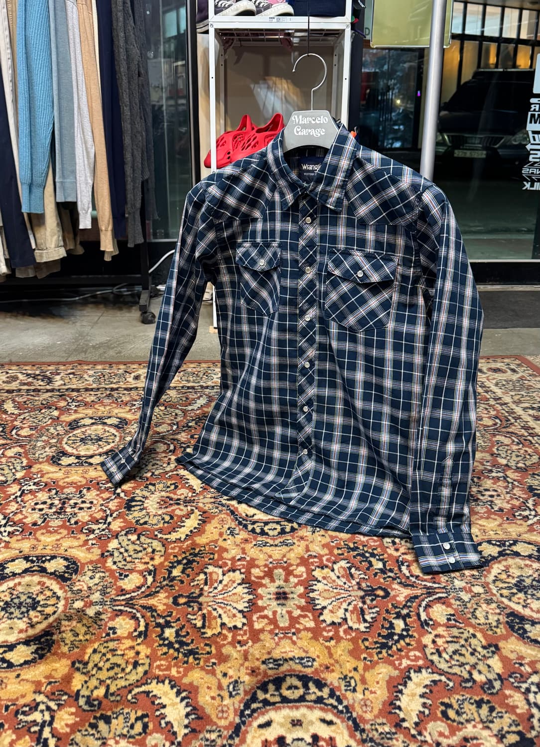 빈티지 랭글러 체크 플란넬 셔츠 키즈 XL(M) (601) 상품이미지1