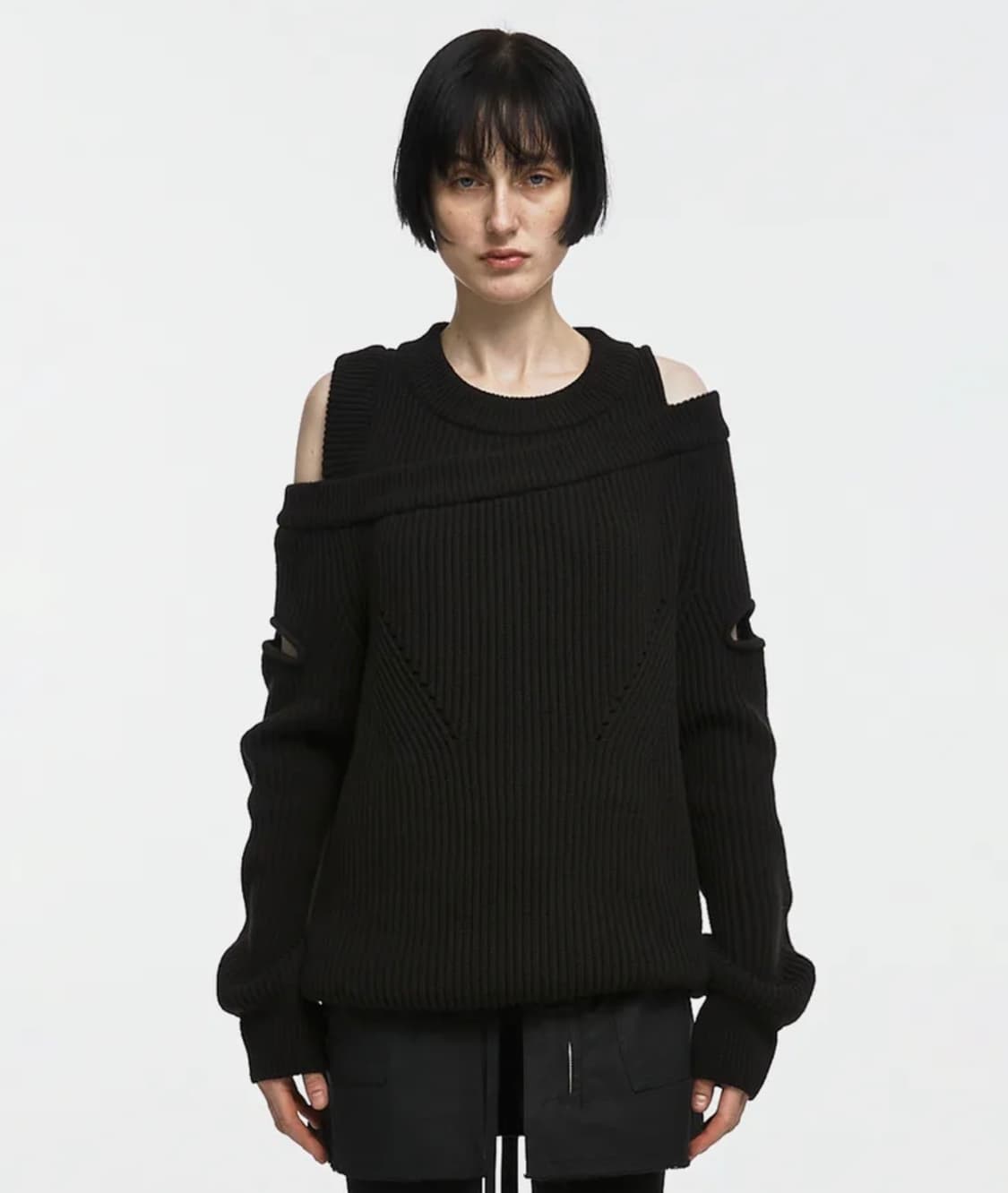 나체 nache ASYMMETRIC LAYERED KNIT BLACK 상품이미지1