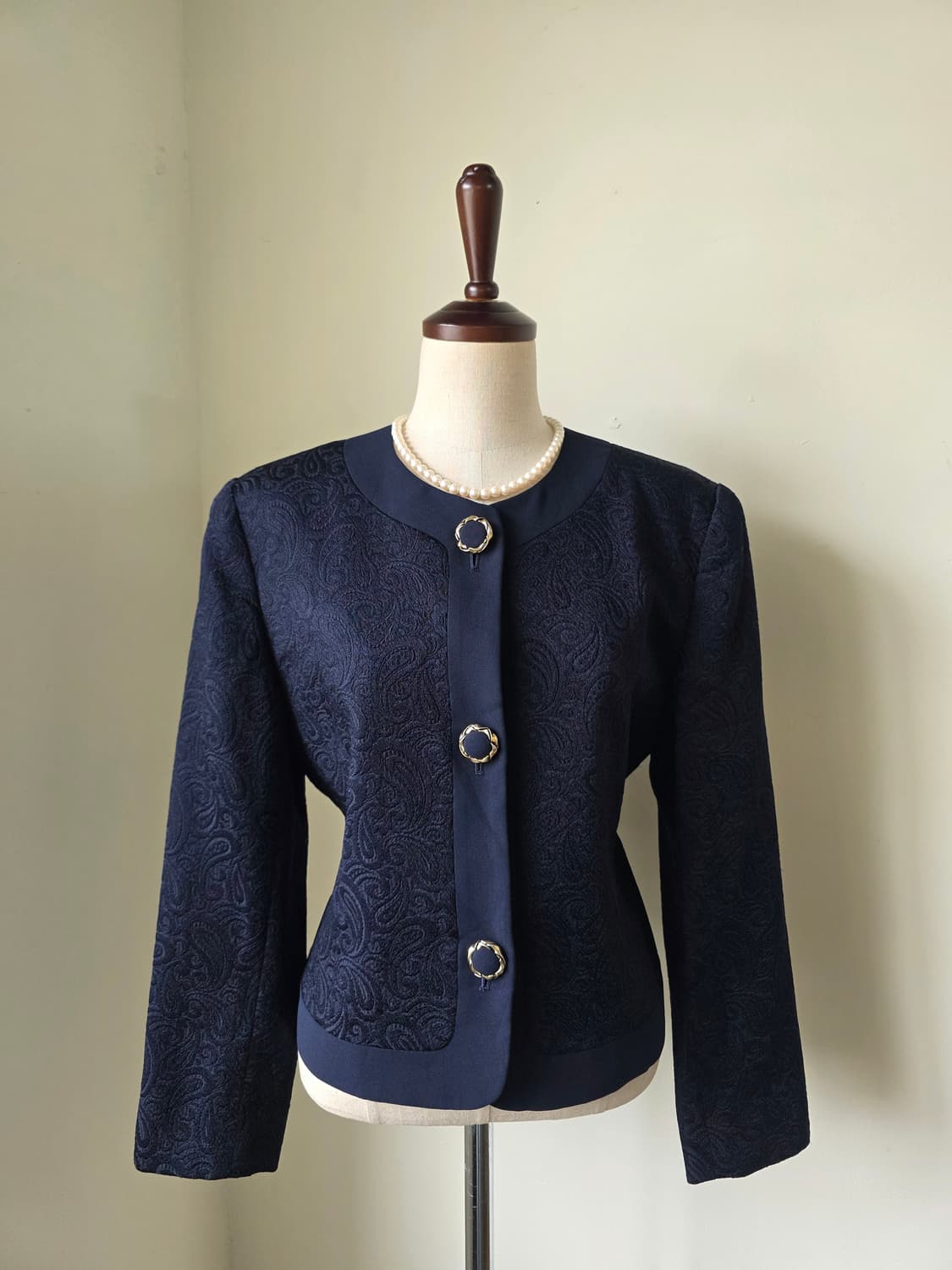 네이비 페이즐리 패턴 자가드 자켓 상품이미지2