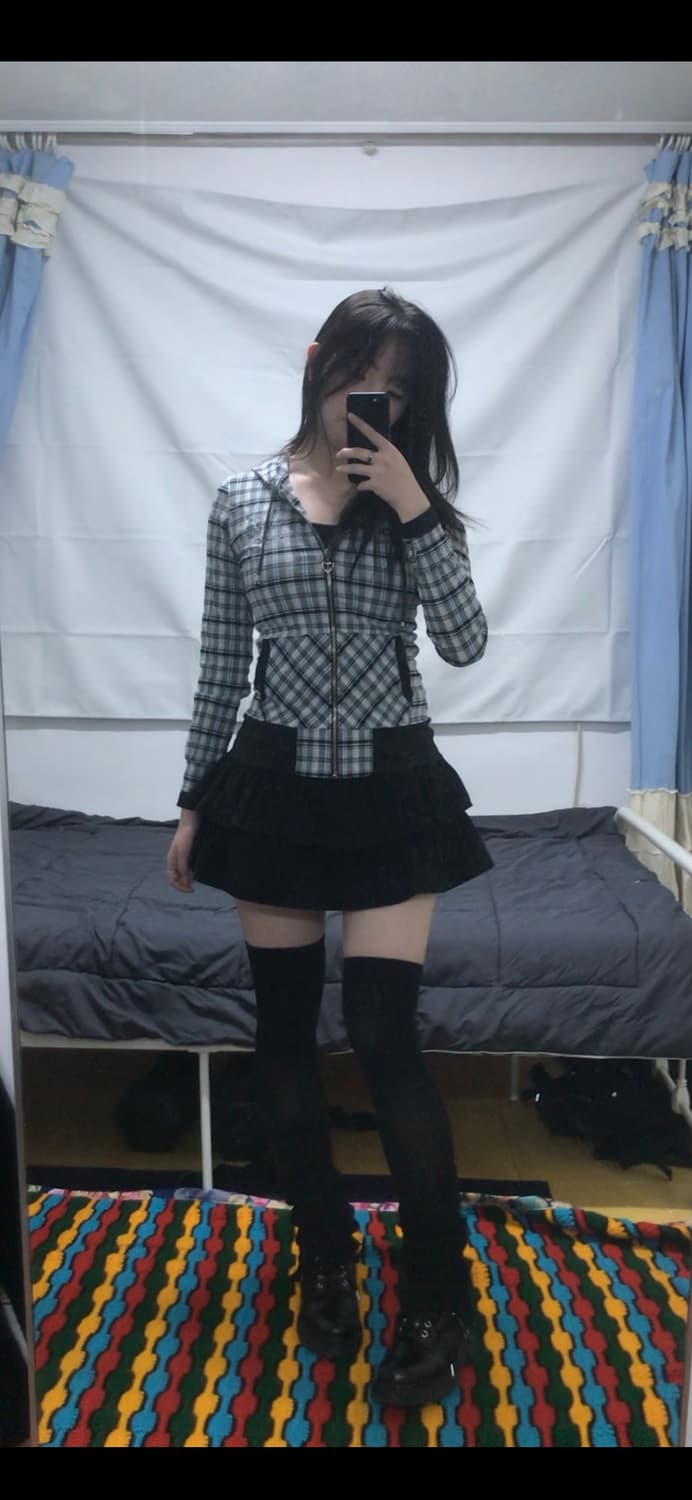 JPN 체크패턴 후드집업 상품이미지1