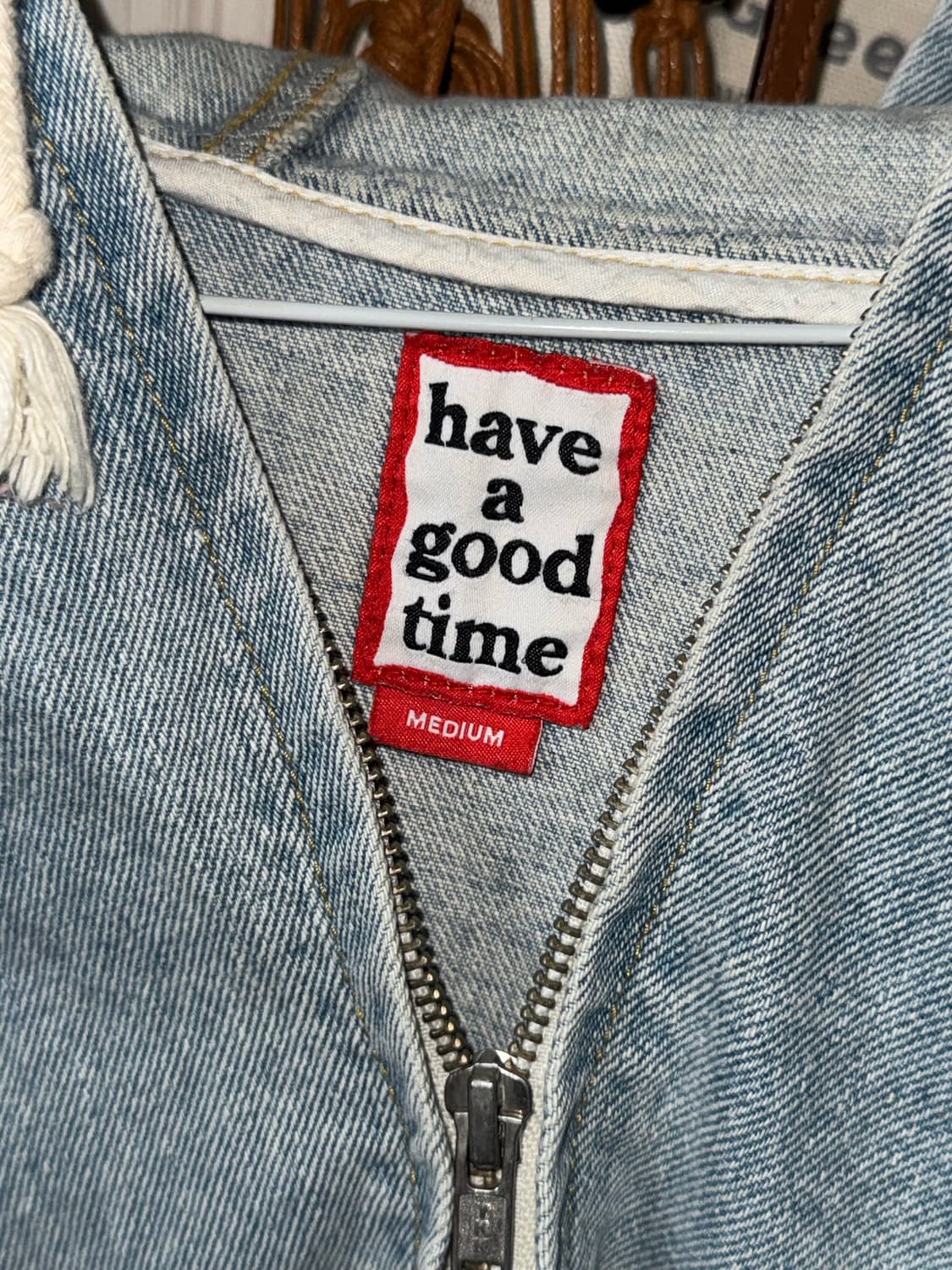 해브어굿타임 have a good time 연청 데님 후드집업 M 상품이미지3