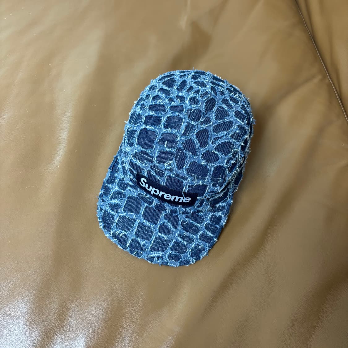 슈프림 캠프캡 모자 박스로고 프레이드 크록 데님 상품이미지5