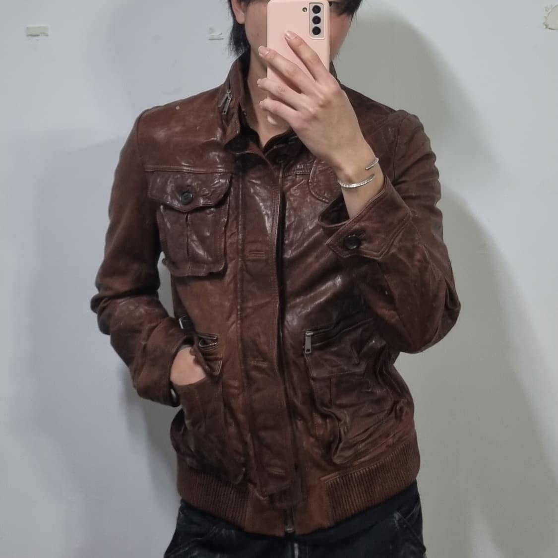 빈티지 에디슬리먼맛 레더자켓  상품이미지4