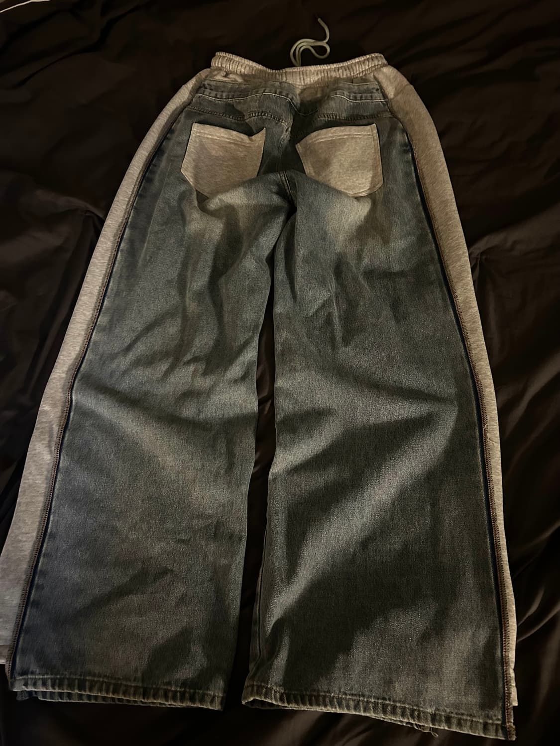 Cut Off Denim Layerd Wide Sweat Pants 상품이미지8