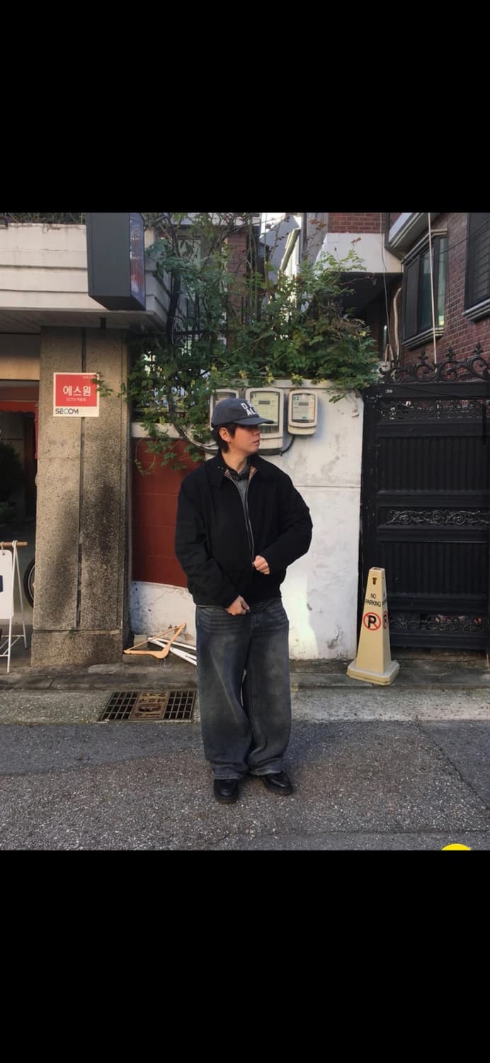 Awaii 체크 코튼 헤링턴 자켓 블랙 상품이미지4