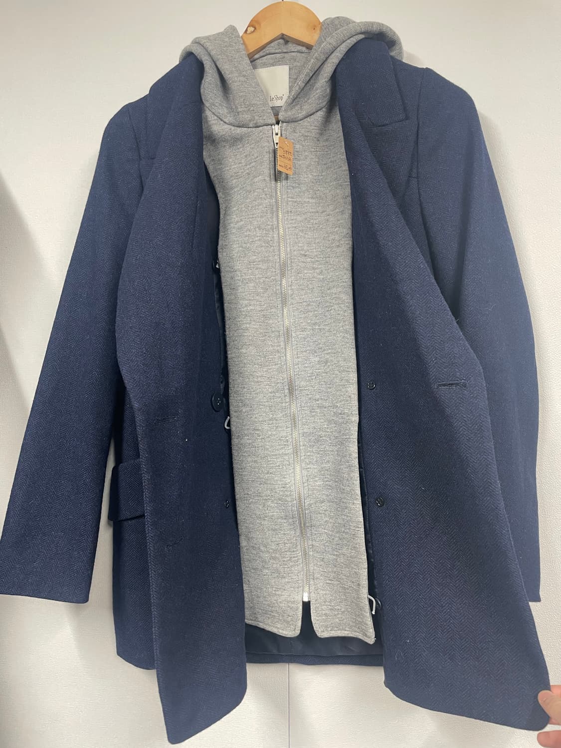 Leshop 후드 네이비 코트 상품이미지4