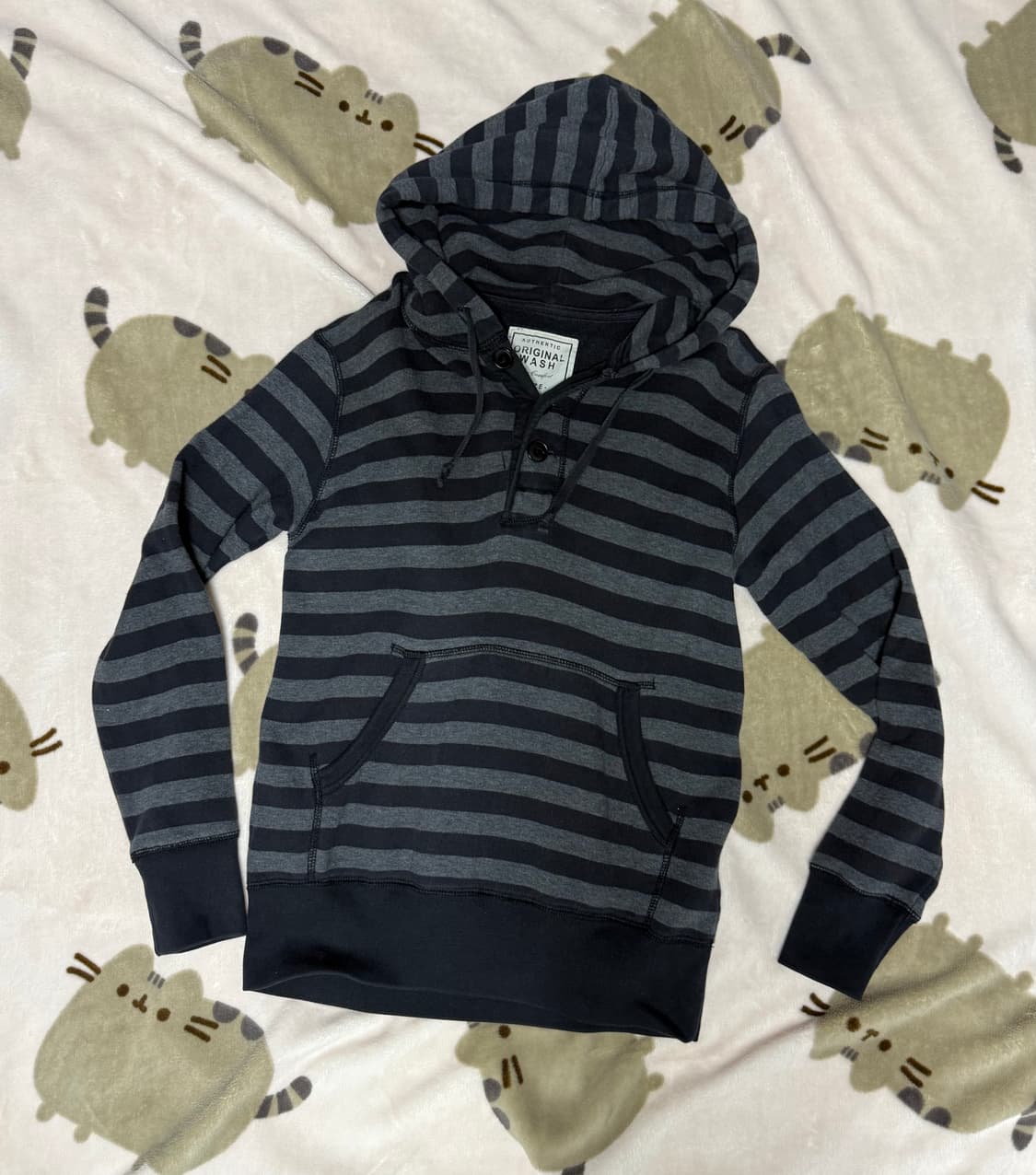 블랙+그레이 스트라이프 후드티 상품이미지1