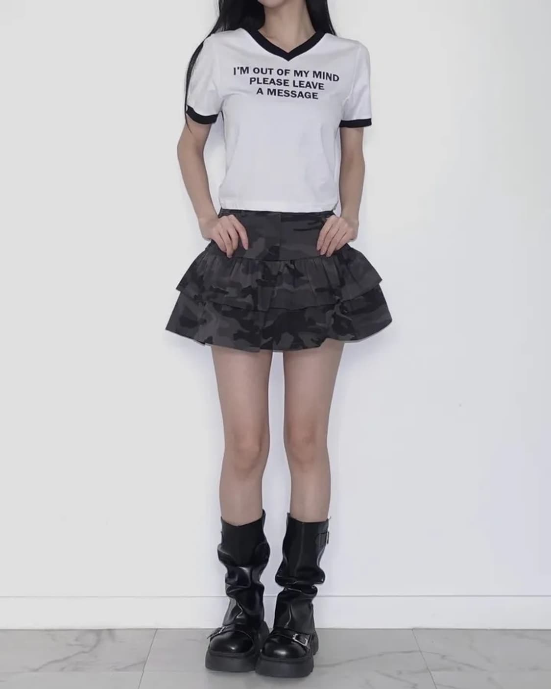 J:zet 제이젯 Camo Ruffled Mini sk 카고러플미니스커트 상품이미지4