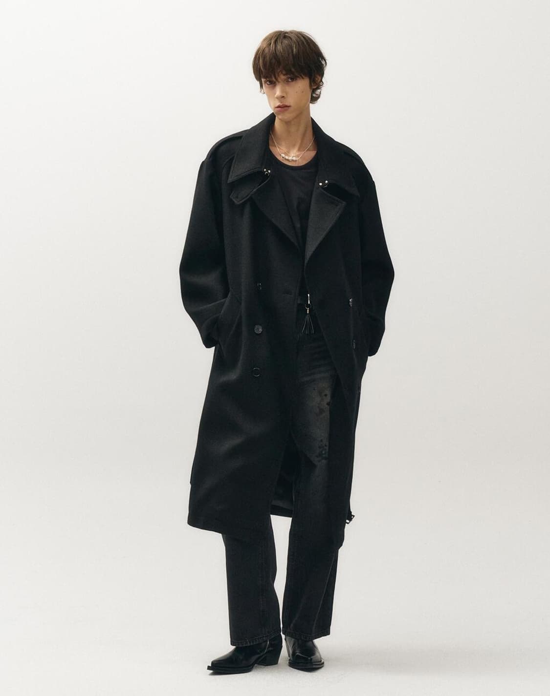 울 트위드 오버핏 트렌치 코트 상품이미지2