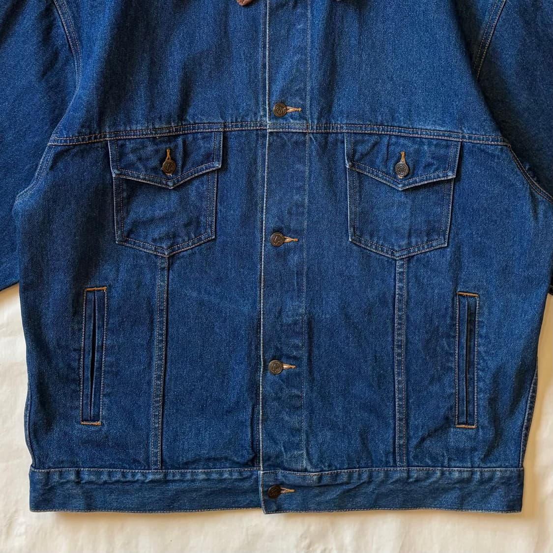 [XL/110] 90s USA Marlboro 레더 칼라 데님 자켓 상품이미지4