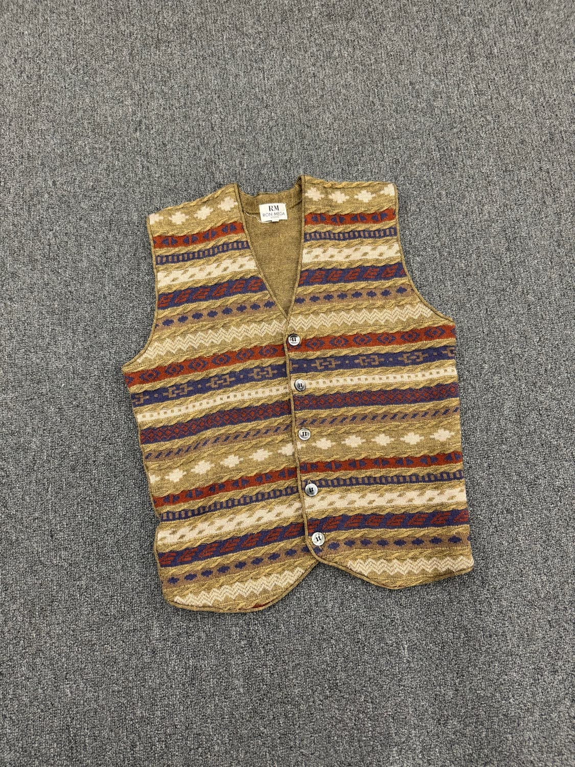 M)Ron Mega 빈티지 패턴 니트 베스트 조끼 상품이미지1