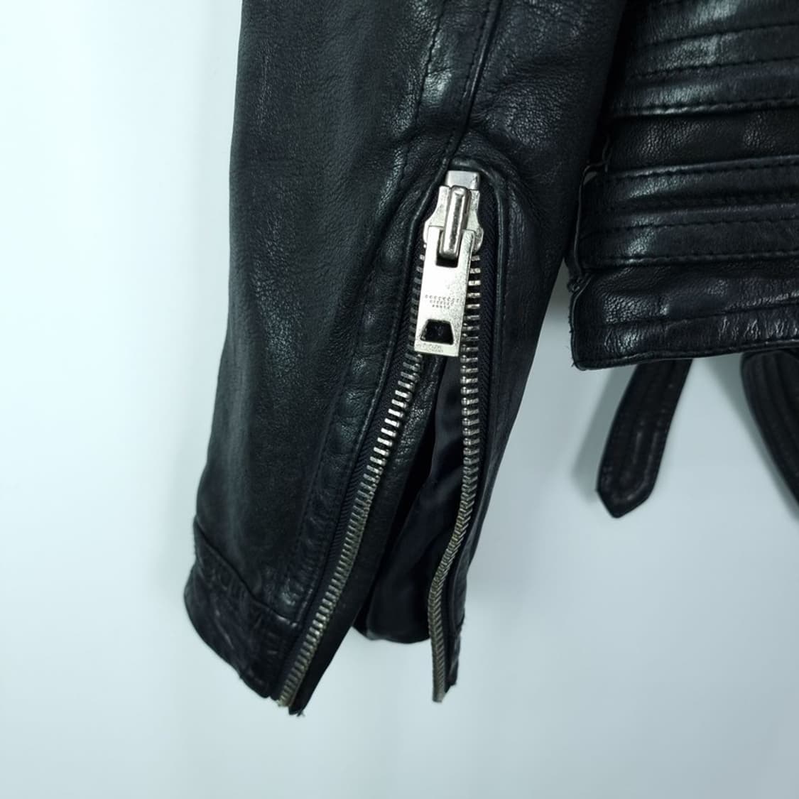 [빈티지] 고딕 펑크 리얼 램스킨 양가죽 사선 라이더 자켓 M18419 상품이미지5