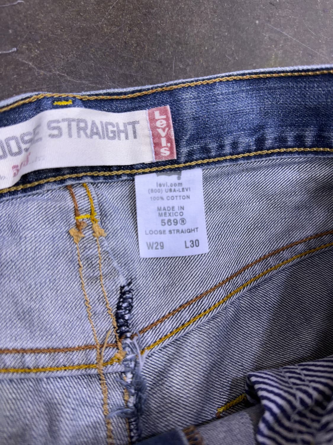 리바이스 00's 569 루즈 스트레이트핏 빈티지 데미지 데님팬츠 29 상품이미지8