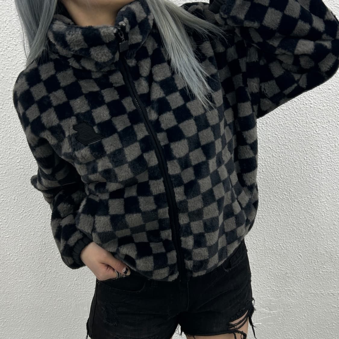 NBA 차콜 체커보드 후리스 집업 XS 상품이미지2