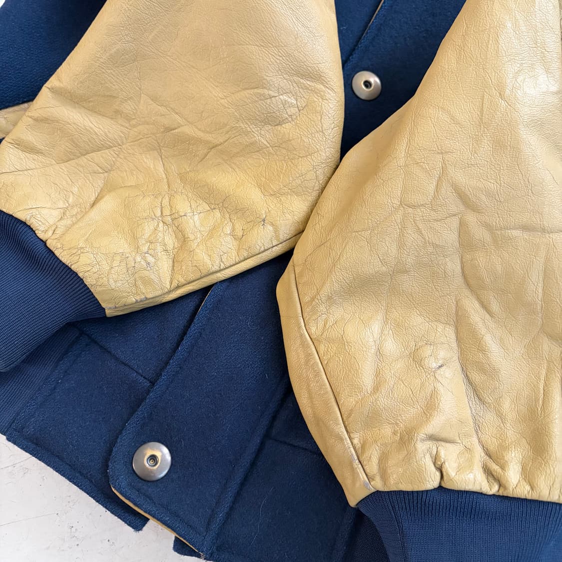 90s The Collection 빈티지 울 가죽 바시티 자켓 XL 상품이미지8