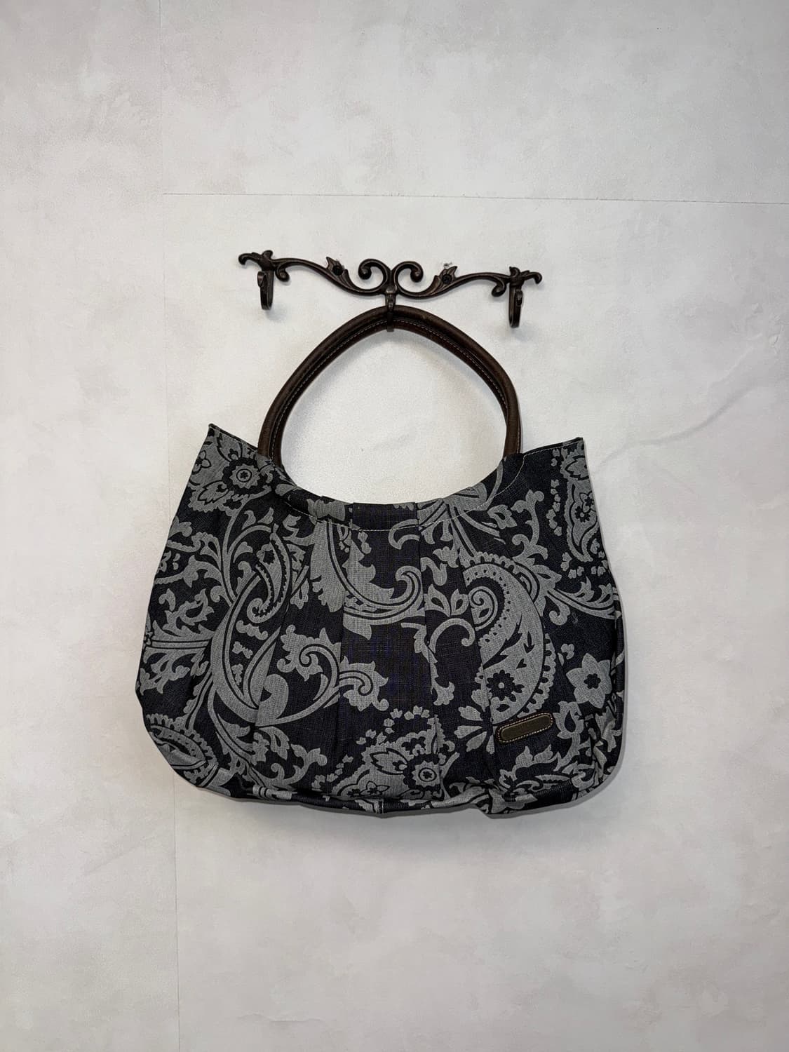 Black denim ethnic pattern shopper bag 상품이미지1