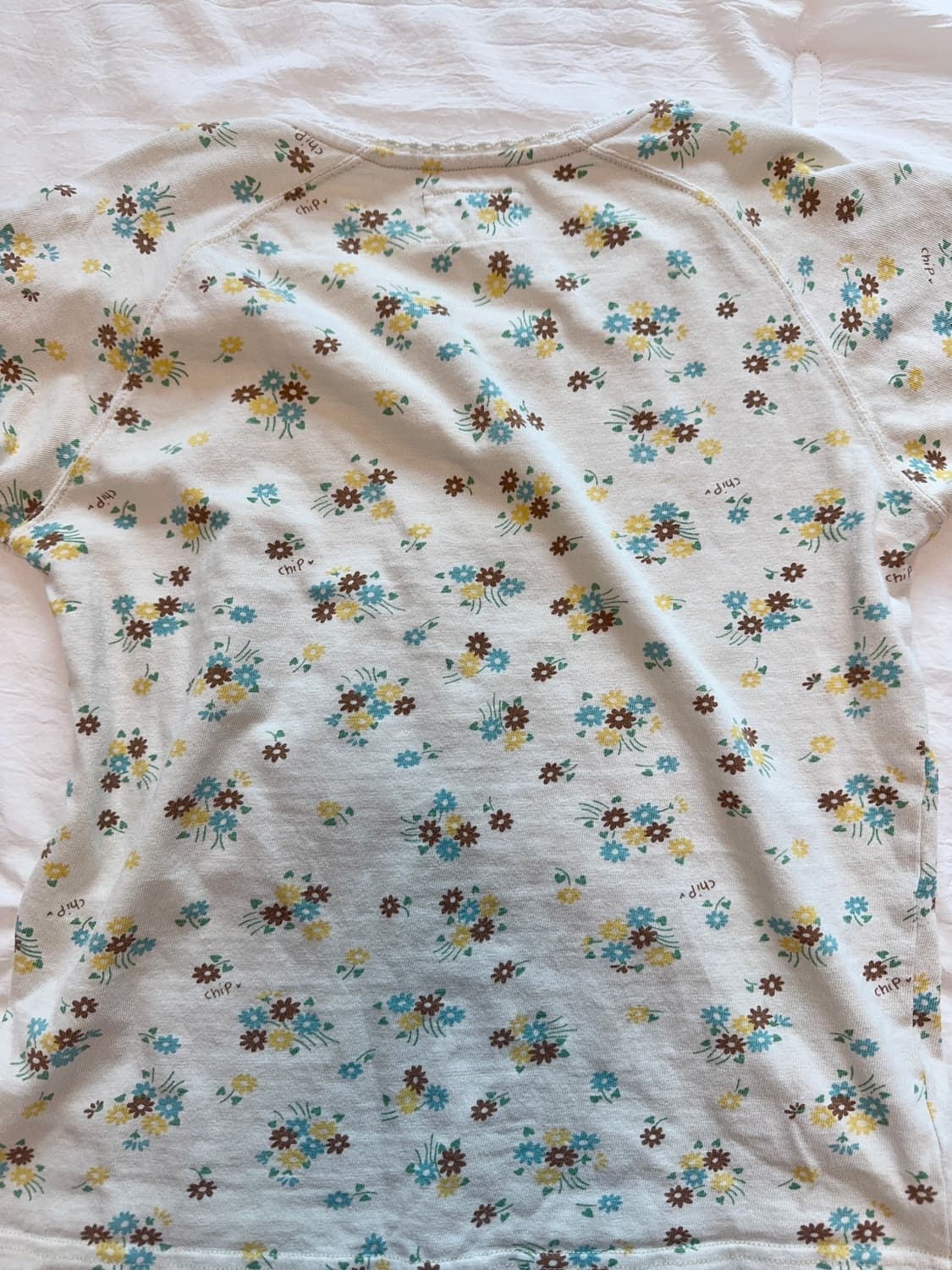 모리걸 레이스 우드단추 플라워 티셔츠 (7부) 상품이미지4