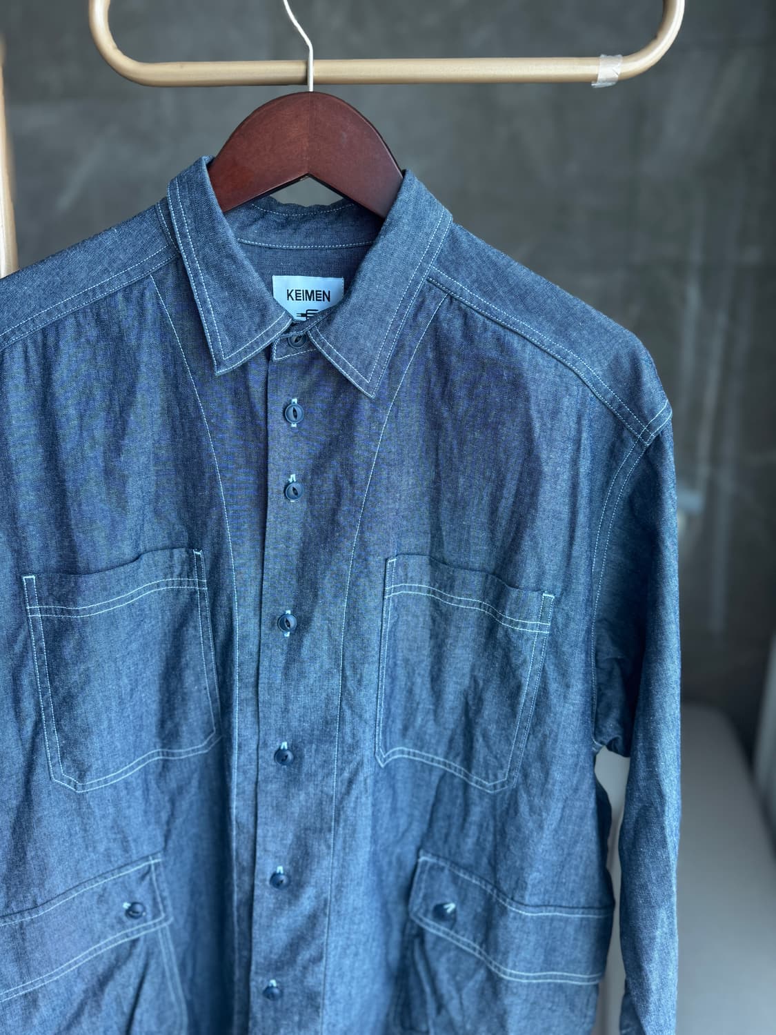 KEIMEN 워크웨어 샴브레이 셔켓  M 상품이미지6