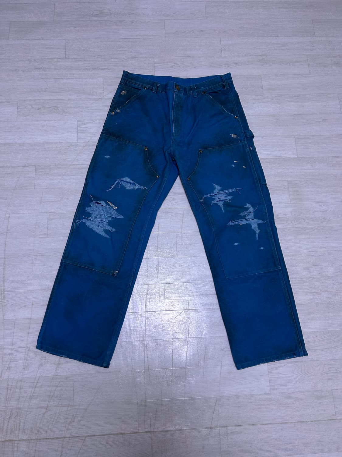 카미야 보로 덕 페인터 팬츠 블루 M 상품이미지5