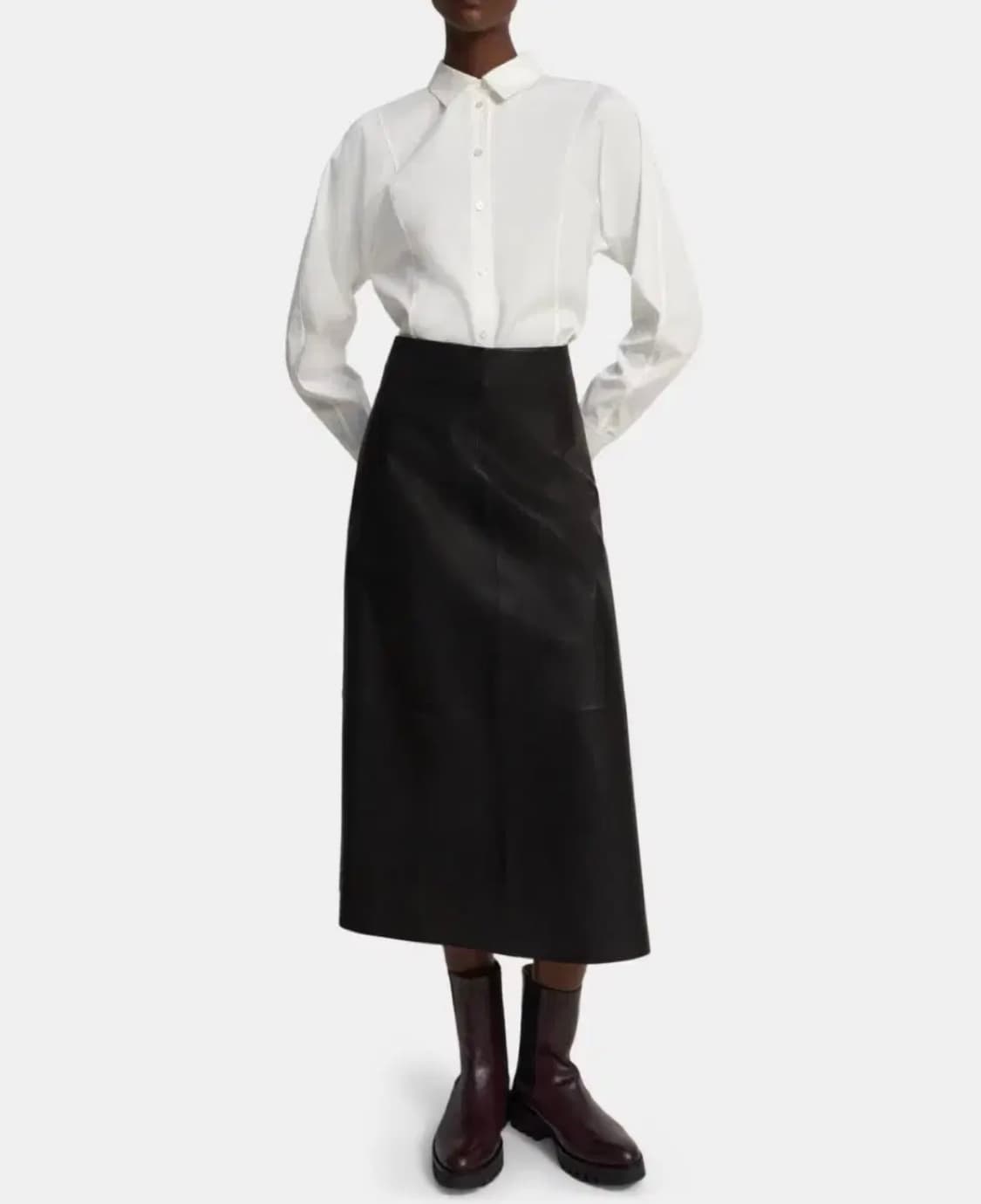 띠어리 블랙 레더 스커트 상품이미지1