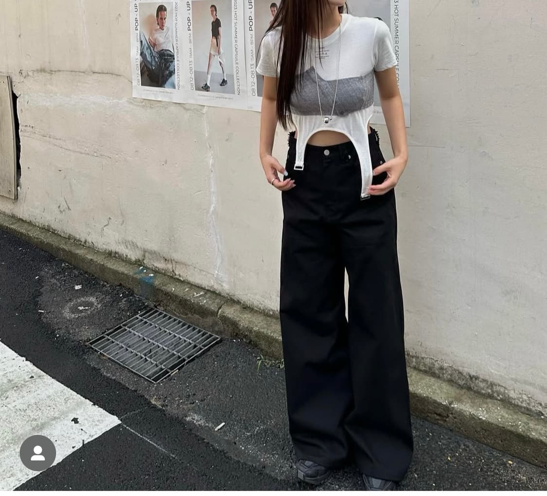 오데스 벨트 세미 와이드 팬츠 상품이미지1