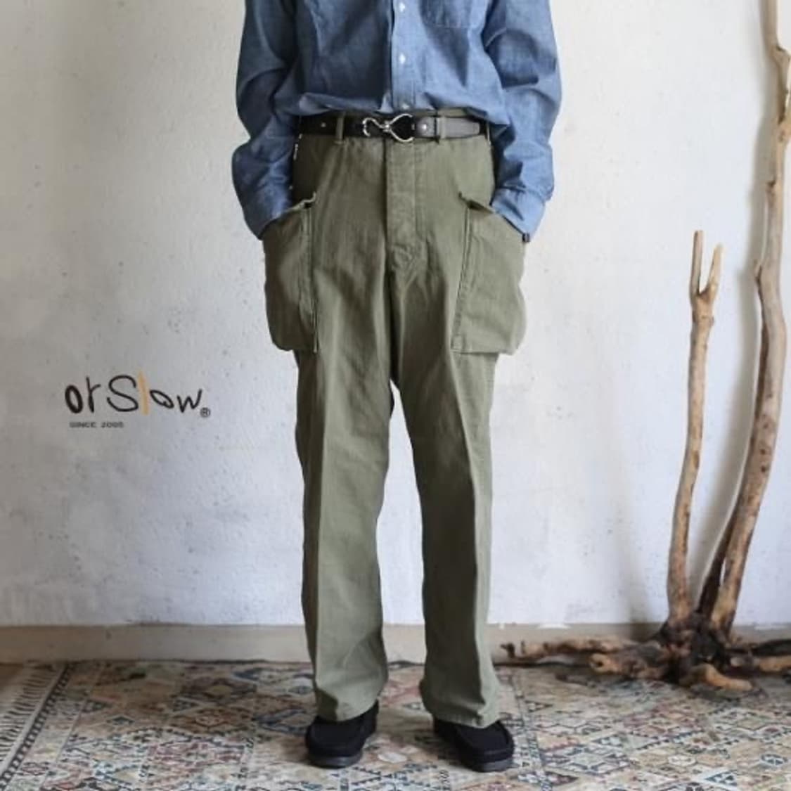 오어슬로우 orSlow 투 포켓 카고팬츠 올리브그린 3 상품이미지3