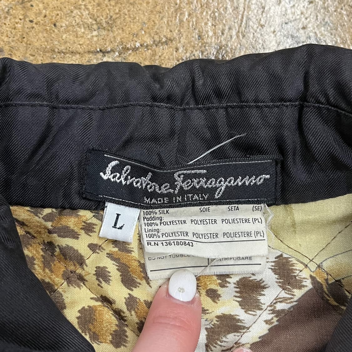 [정품/L] 살바토레 페라가모 다이아 퀼팅 자켓 블랙 레오파드 안감 b8 상품이미지5