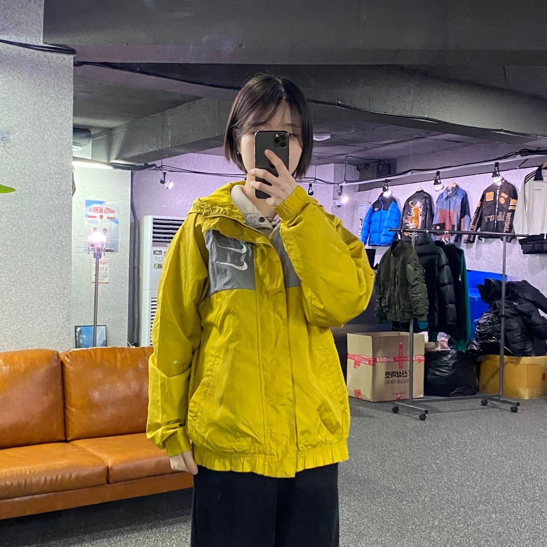 나이키 더블스우시 옐로우 우븐 후드 자켓 바람막이 B3974 상품이미지1