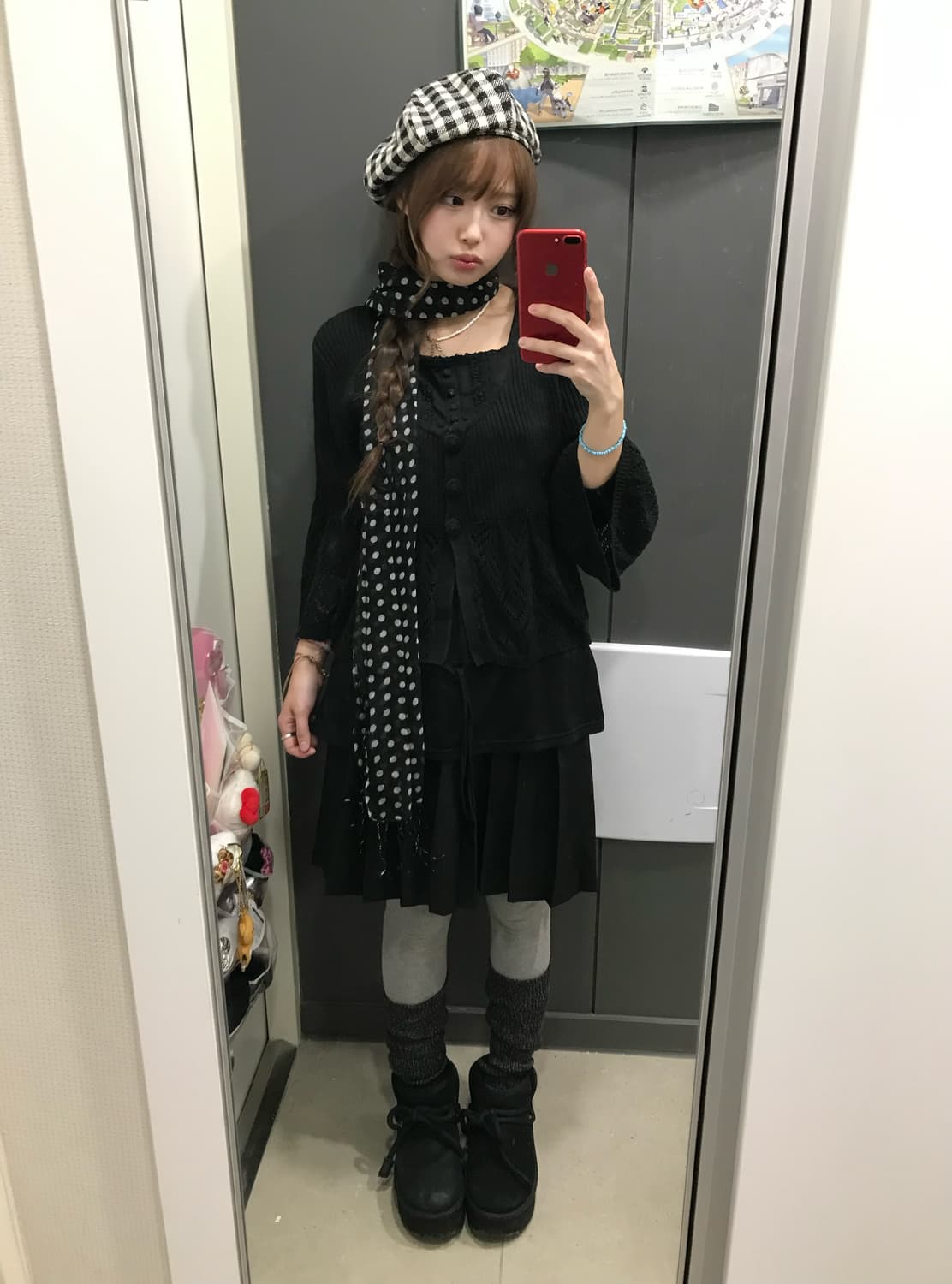 리즈리사 무채색 체크 니혼진 코트 코디세트 상품이미지3