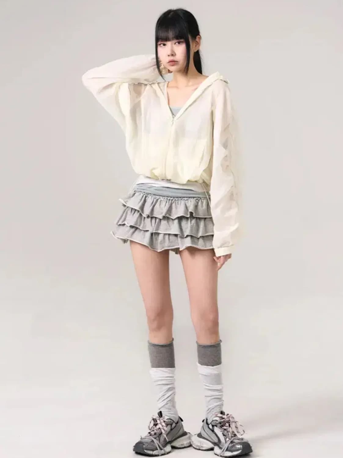 레더리 LEATHERY 퍼커링 시어 윈드 자켓 [CREAM] 상품이미지1