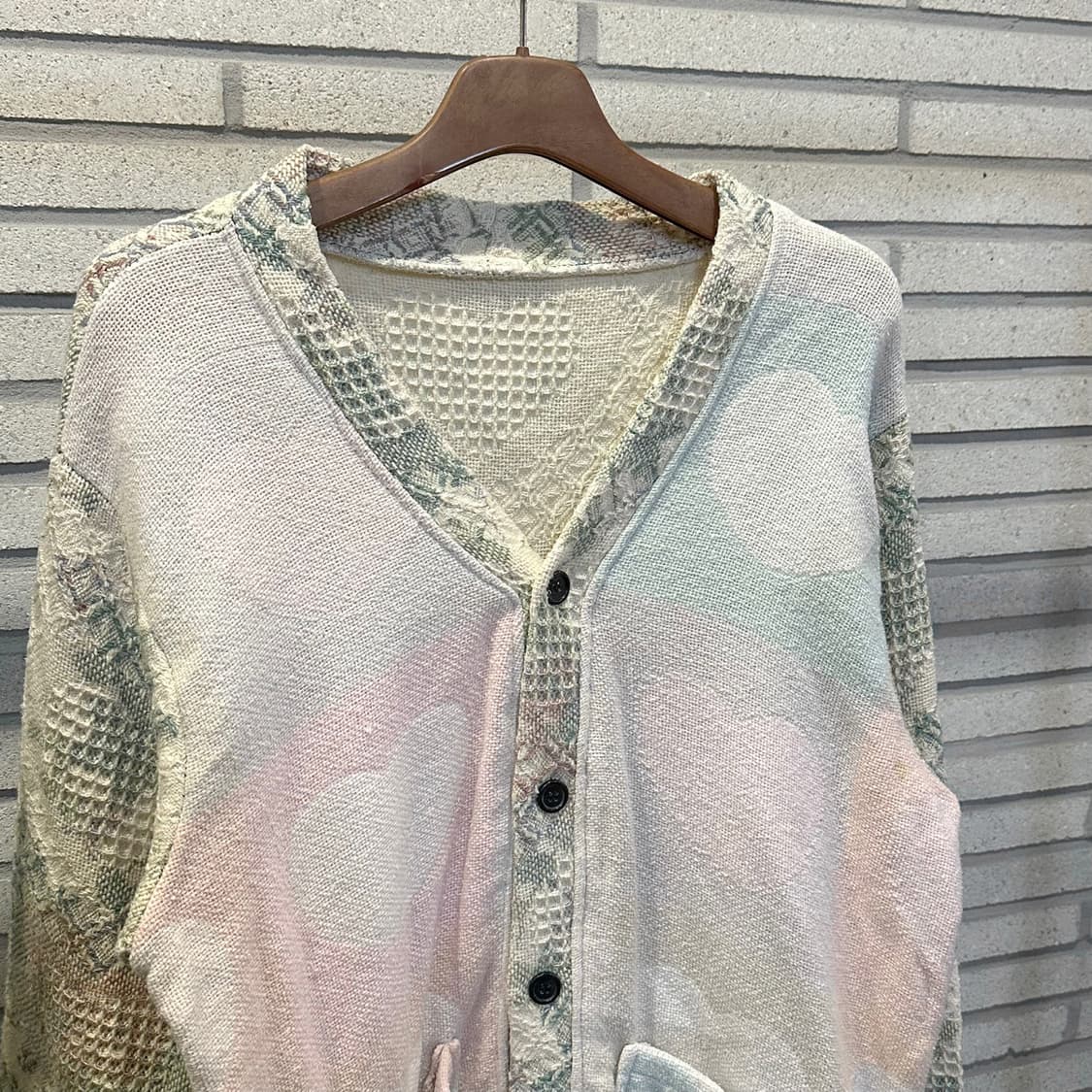 USA VINTAGE 러그 블랭킷 리메이크 가디건 패턴믹스 아이보리 상품이미지4