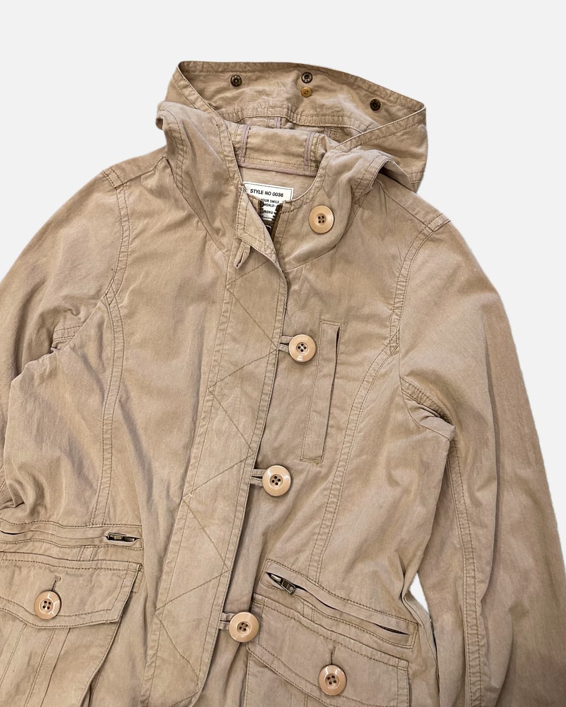 beige military hood parka 상품이미지2