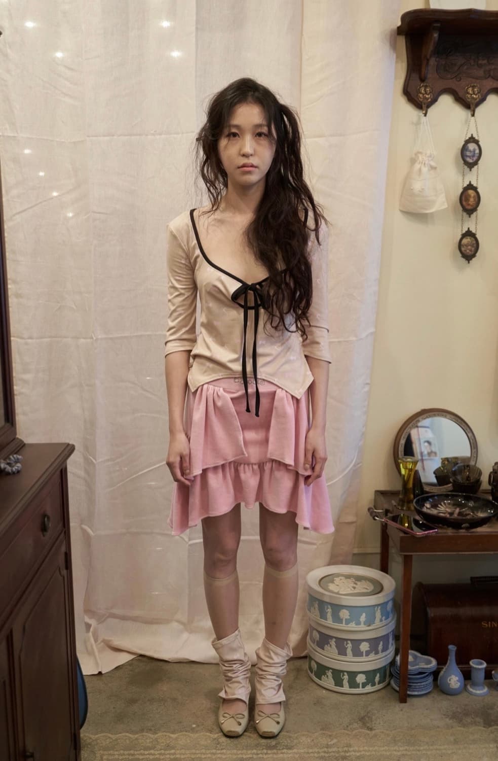 카나제이 리본프린팅 탑 상품이미지4