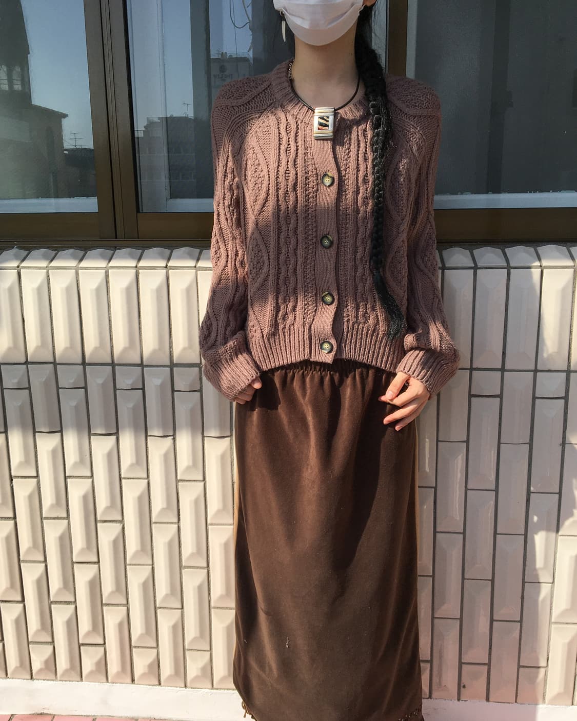 Cable pattern knit cardigan 상품이미지1